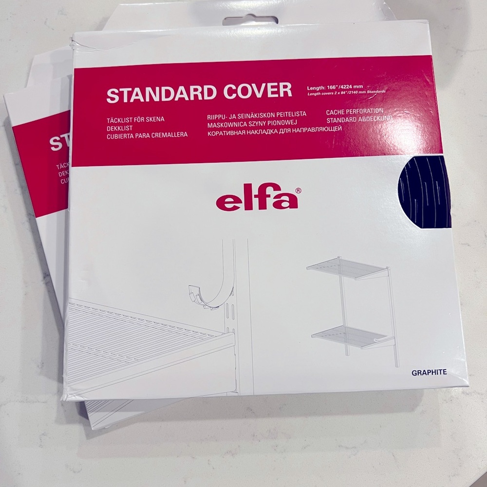 Elfa standard cover strips Graphite- set of 2